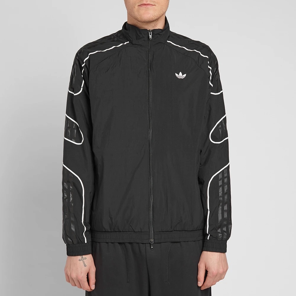 adidas originals black flamestrike double zip windbreaker jacket medium